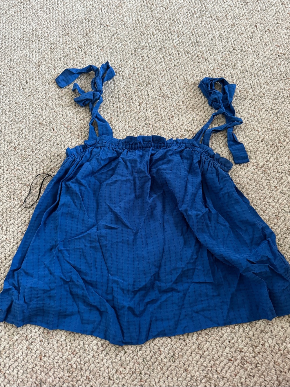 H&M Royal Blue Smocked Tie-Shoulder Top